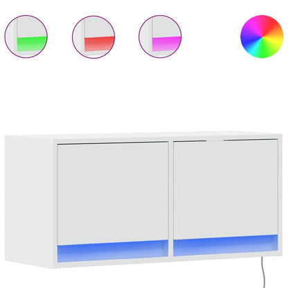 vidaXL TV Wall Cabinet with LED Lights White 80x31x35 cm