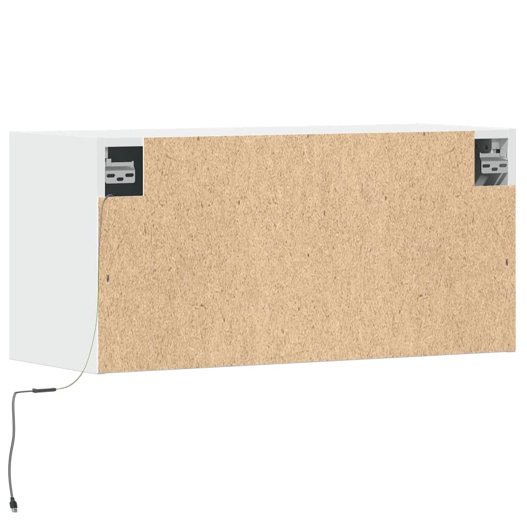 vidaXL TV Wall Cabinet with LED Lights White 80x31x35 cm