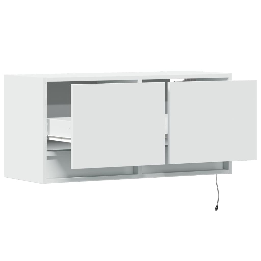 vidaXL TV Wall Cabinet with LED Lights White 80x31x35 cm