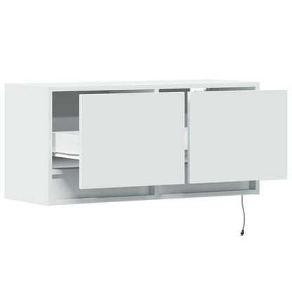 vidaXL TV Wall Cabinet with LED Lights White 80x31x35 cm