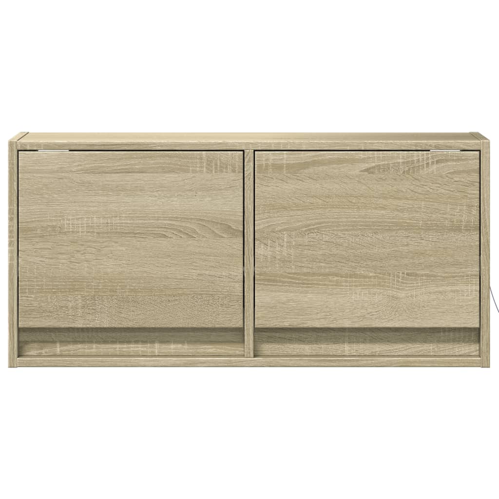 vidaXL TV Wall Cabinet with LED Lights Sonoma Oak 80x31x35 cm