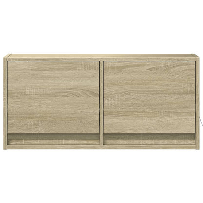 vidaXL TV Wall Cabinet with LED Lights Sonoma Oak 80x31x35 cm