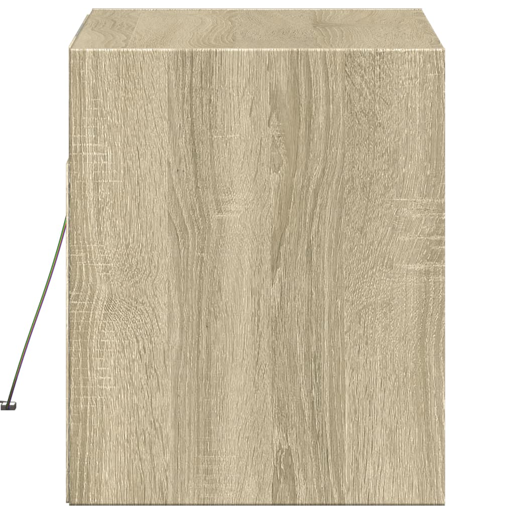 vidaXL TV Wall Cabinet with LED Lights Sonoma Oak 80x31x35 cm