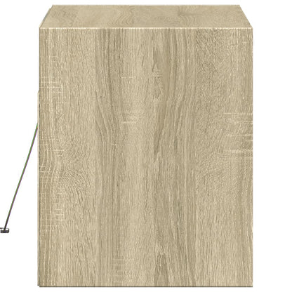 vidaXL TV Wall Cabinet with LED Lights Sonoma Oak 80x31x35 cm