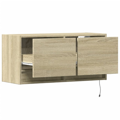 vidaXL TV Wall Cabinet with LED Lights Sonoma Oak 80x31x35 cm