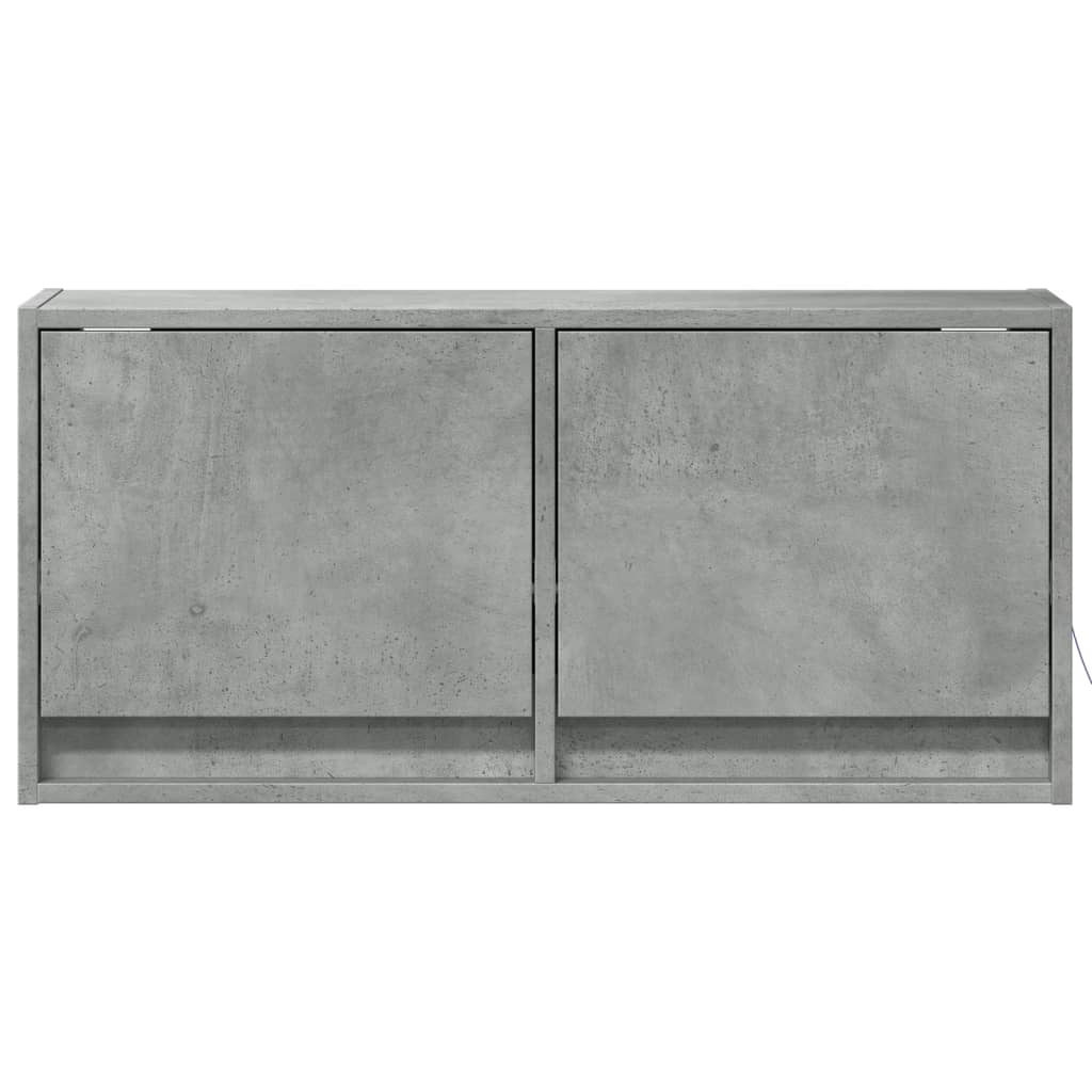 vidaXL TV Wall Cabinet with LED Lights Concrete Grey 80x31x35 cm