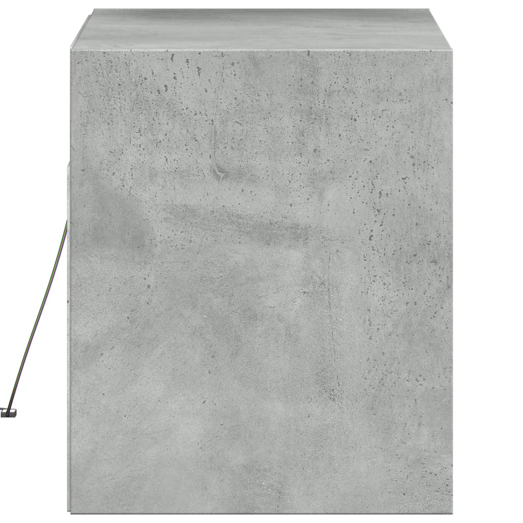 vidaXL TV Wall Cabinet with LED Lights Concrete Grey 80x31x35 cm