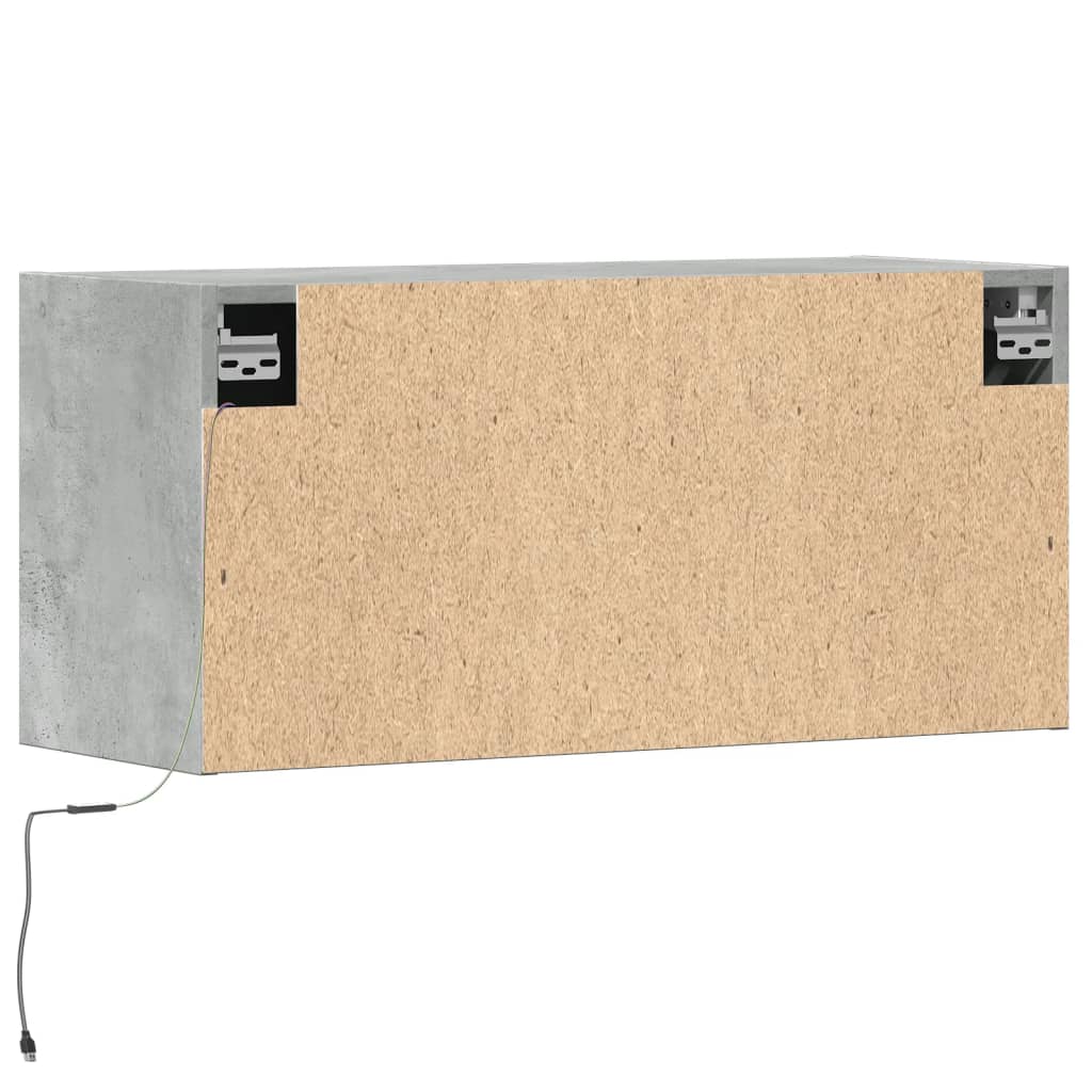 vidaXL TV Wall Cabinet with LED Lights Concrete Grey 80x31x35 cm