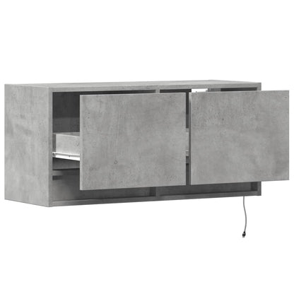 vidaXL TV Wall Cabinet with LED Lights Concrete Grey 80x31x35 cm