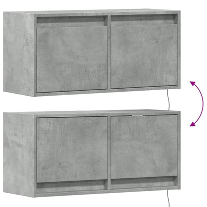 vidaXL TV Wall Cabinet with LED Lights Concrete Grey 80x31x35 cm