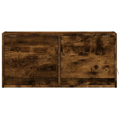 vidaXL TV Wall Cabinet with LED Lights Smoked Oak 80x31x35 cm