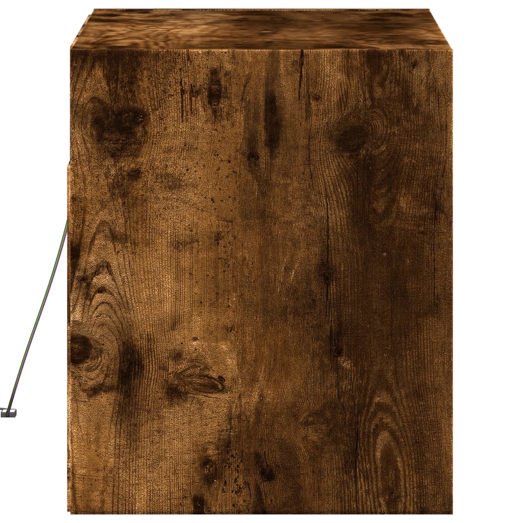 vidaXL TV Wall Cabinet with LED Lights Smoked Oak 80x31x35 cm