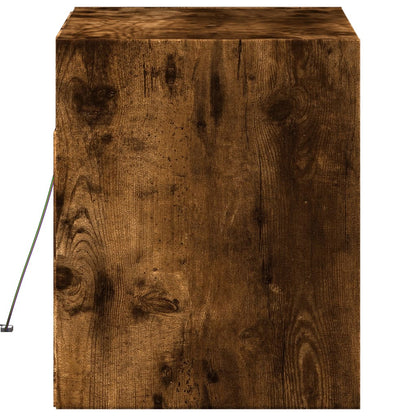 vidaXL TV Wall Cabinet with LED Lights Smoked Oak 80x31x35 cm