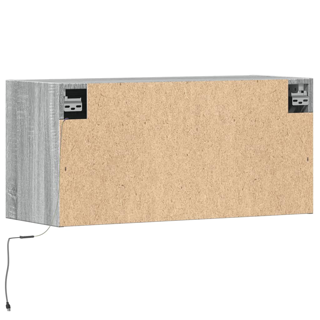 vidaXL TV Wall Cabinet with LED Lights Grey Sonoma 80x31x35 cm