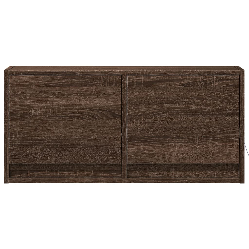 vidaXL TV Wall Cabinet with LED Lights Brown Oak 80x31x35 cm