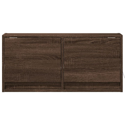 vidaXL TV Wall Cabinet with LED Lights Brown Oak 80x31x35 cm