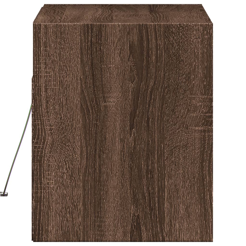 vidaXL TV Wall Cabinet with LED Lights Brown Oak 80x31x35 cm