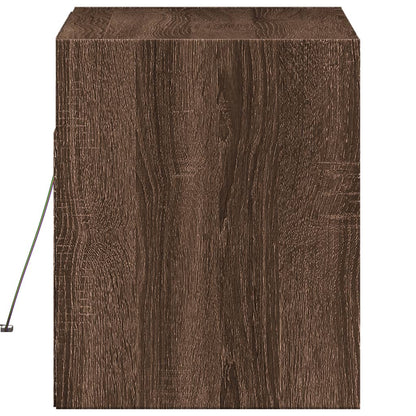 vidaXL TV Wall Cabinet with LED Lights Brown Oak 80x31x35 cm