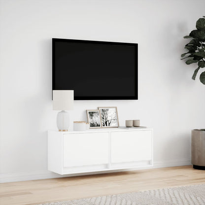vidaXL TV Wall Cabinet with LED Lights White 100x31x35 cm