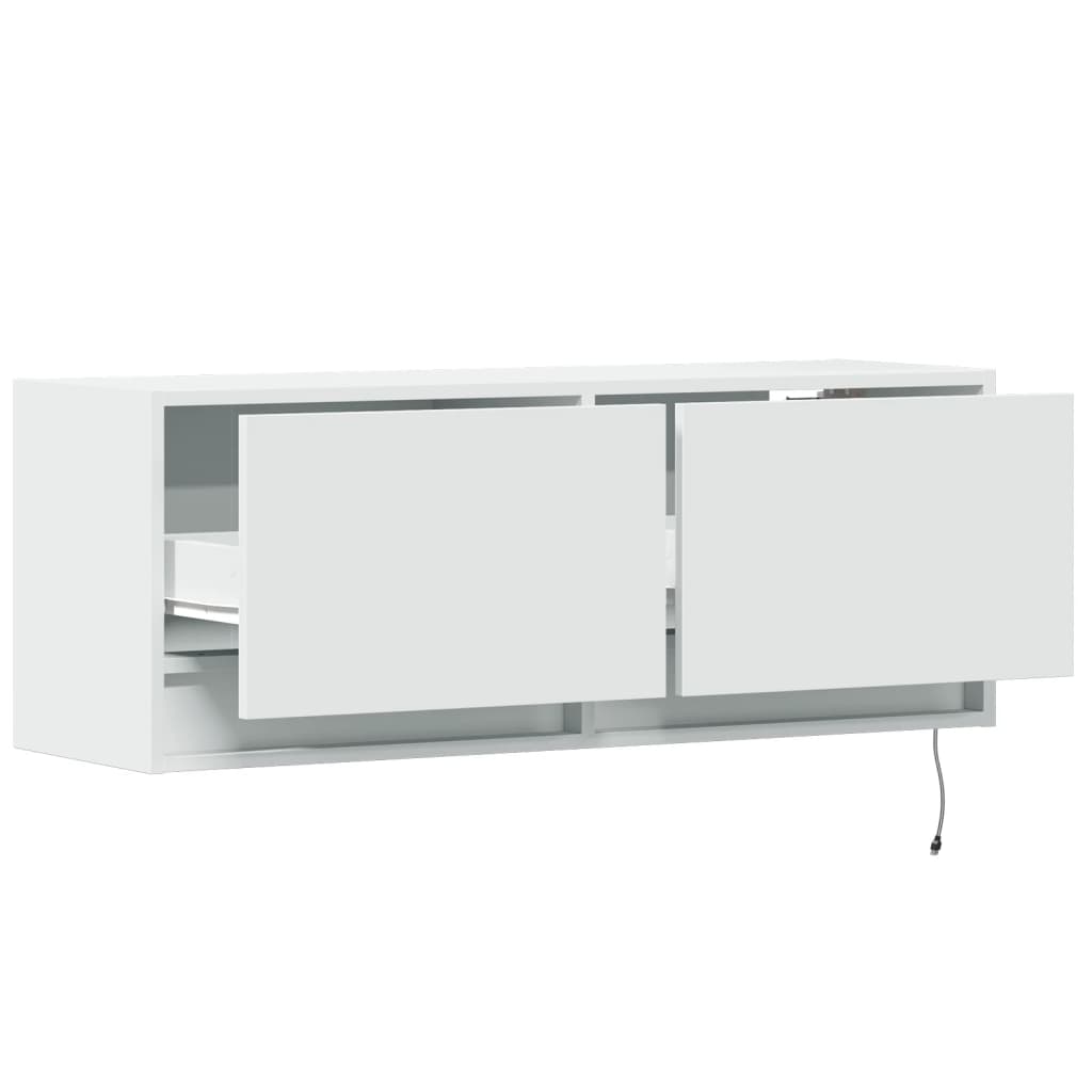 vidaXL TV Wall Cabinet with LED Lights White 100x31x35 cm
