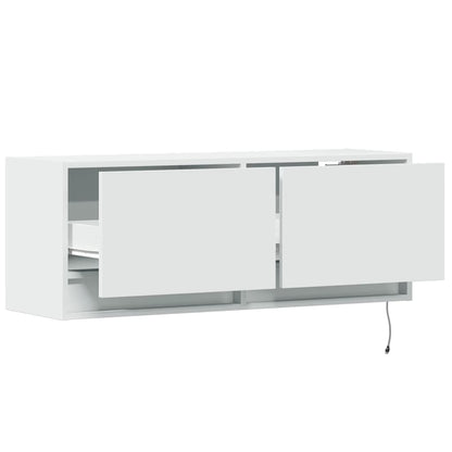 vidaXL TV Wall Cabinet with LED Lights White 100x31x35 cm