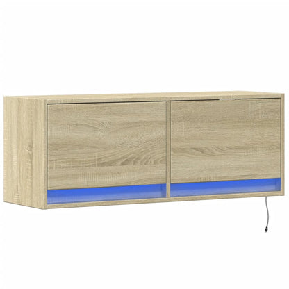 vidaXL TV Wall Cabinet with LED Lights Sonoma Oak 100x31x35 cm