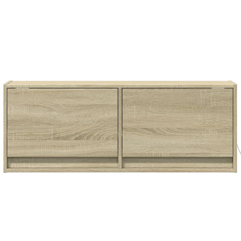vidaXL TV Wall Cabinet with LED Lights Sonoma Oak 100x31x35 cm