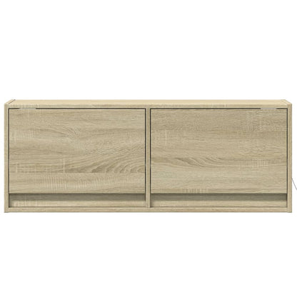 vidaXL TV Wall Cabinet with LED Lights Sonoma Oak 100x31x35 cm