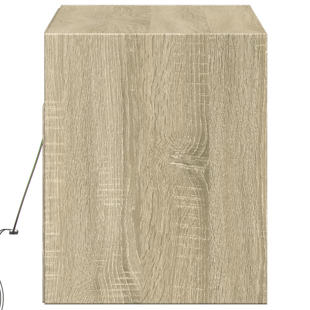 vidaXL TV Wall Cabinet with LED Lights Sonoma Oak 100x31x35 cm