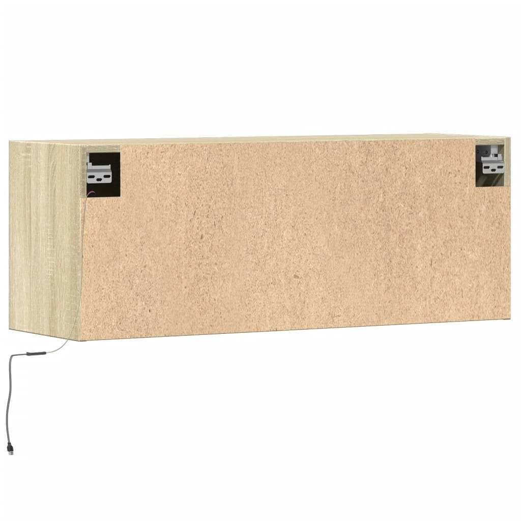 vidaXL TV Wall Cabinet with LED Lights Sonoma Oak 100x31x35 cm