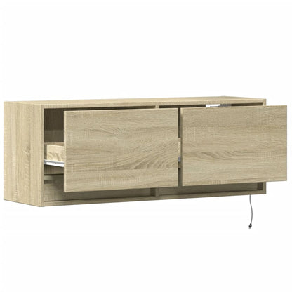 vidaXL TV Wall Cabinet with LED Lights Sonoma Oak 100x31x35 cm