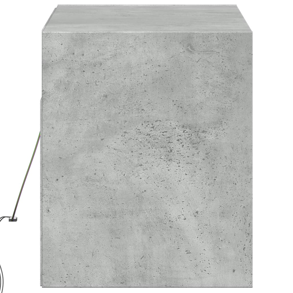 vidaXL TV Wall Cabinet with LED Lights Concrete Grey 100x31x35 cm