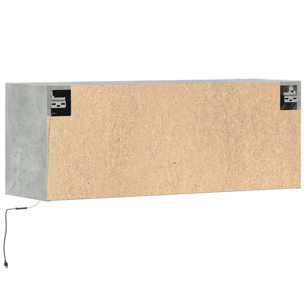 vidaXL TV Wall Cabinet with LED Lights Concrete Grey 100x31x35 cm