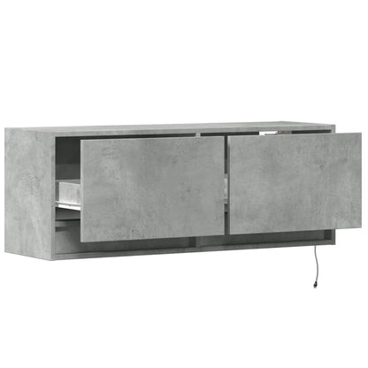 vidaXL TV Wall Cabinet with LED Lights Concrete Grey 100x31x35 cm