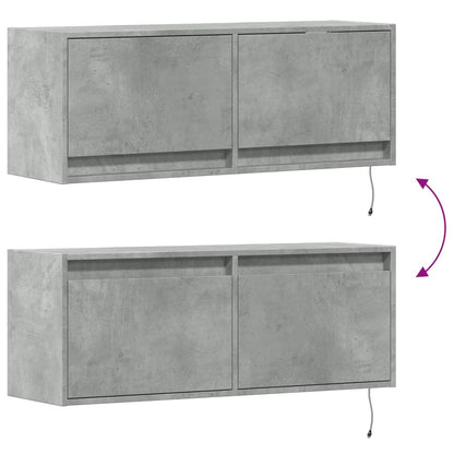 vidaXL TV Wall Cabinet with LED Lights Concrete Grey 100x31x35 cm