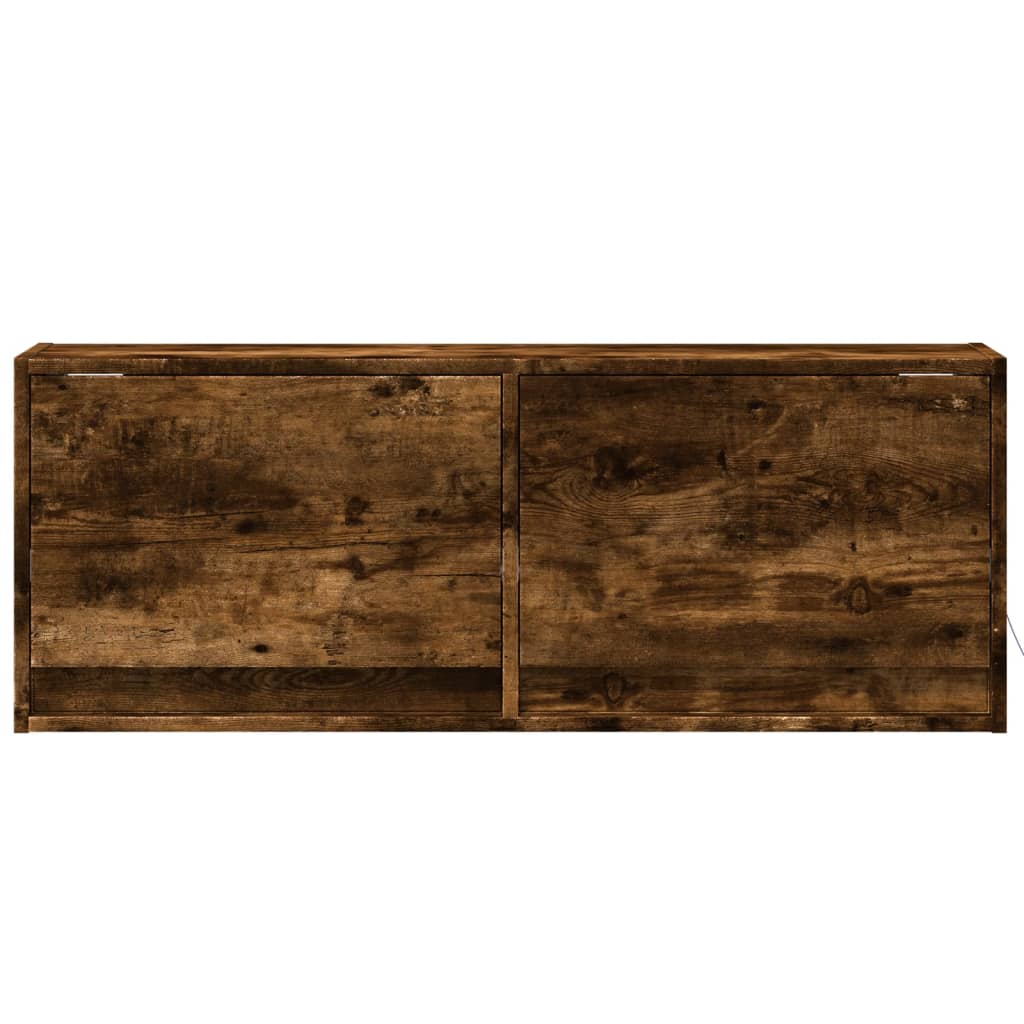 vidaXL TV Wall Cabinet with LED Lights Smoked Oak 100x31x35 cm
