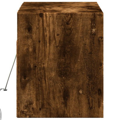 vidaXL TV Wall Cabinet with LED Lights Smoked Oak 100x31x35 cm