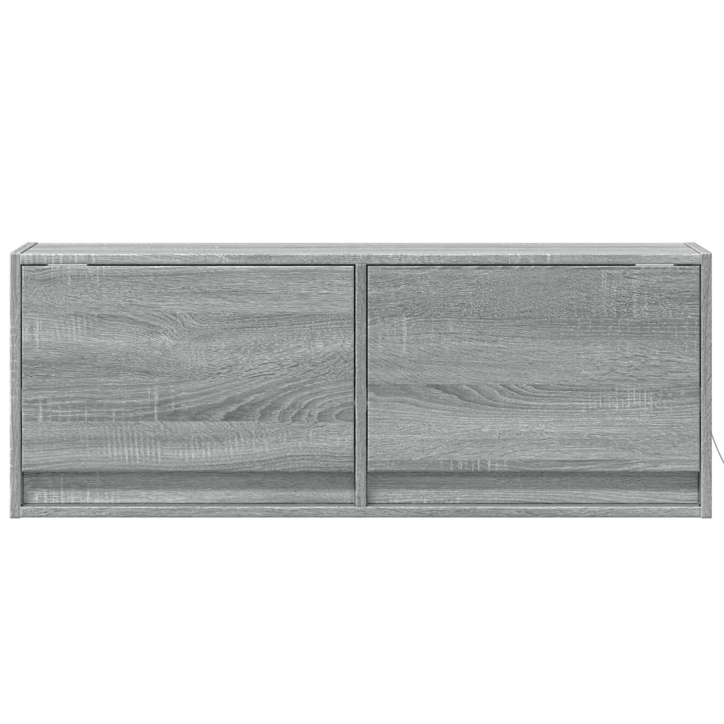 vidaXL TV Wall Cabinet with LED Lights Grey Sonoma 100x31x35 cm