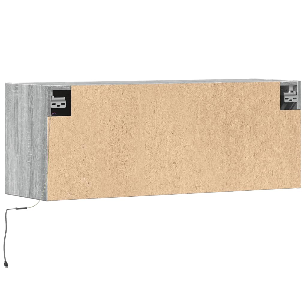 vidaXL TV Wall Cabinet with LED Lights Grey Sonoma 100x31x35 cm