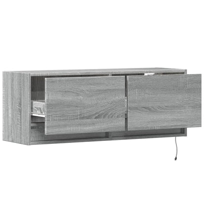 vidaXL TV Wall Cabinet with LED Lights Grey Sonoma 100x31x35 cm