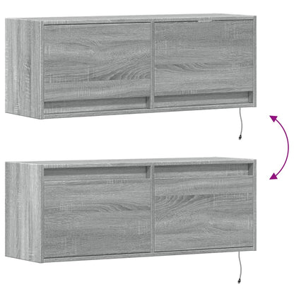 vidaXL TV Wall Cabinet with LED Lights Grey Sonoma 100x31x35 cm