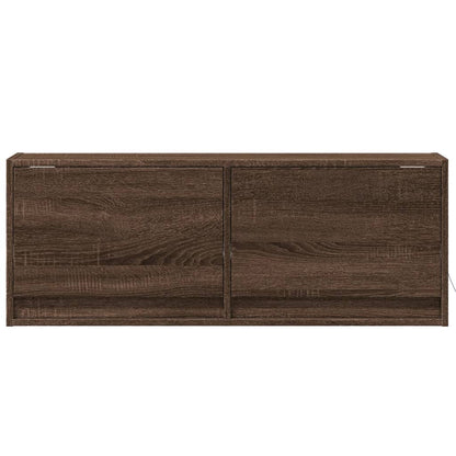 vidaXL TV Wall Cabinet with LED Lights Brown Oak 100x31x35 cm