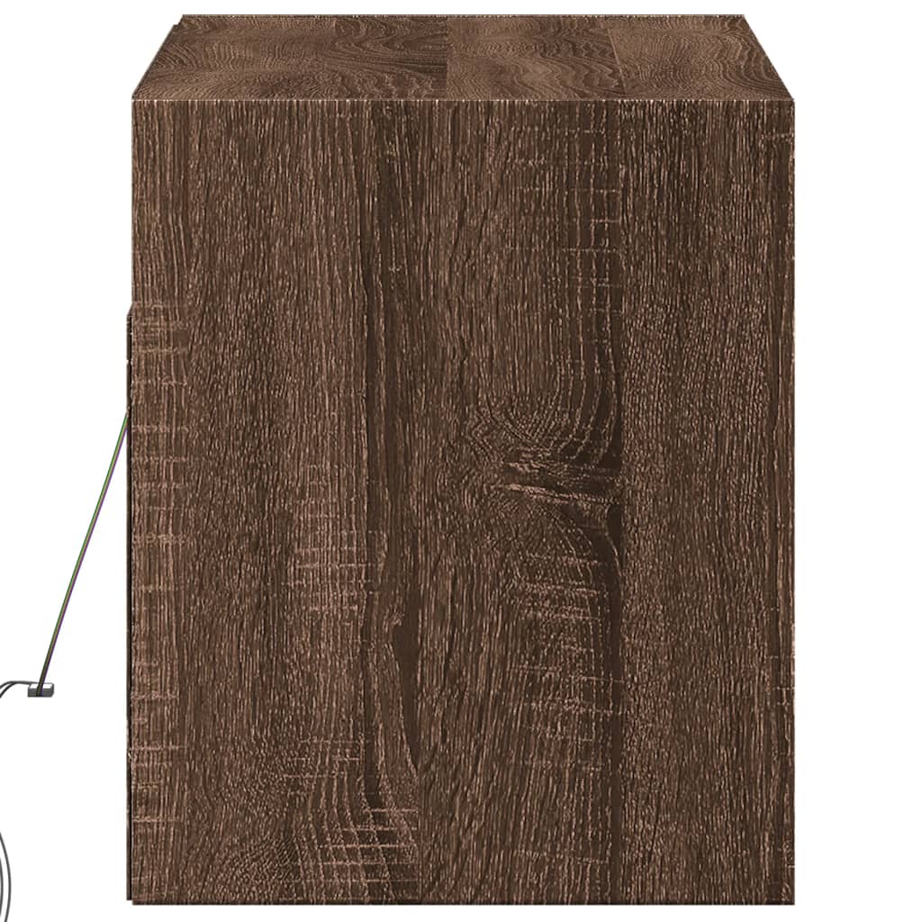 vidaXL TV Wall Cabinet with LED Lights Brown Oak 100x31x35 cm