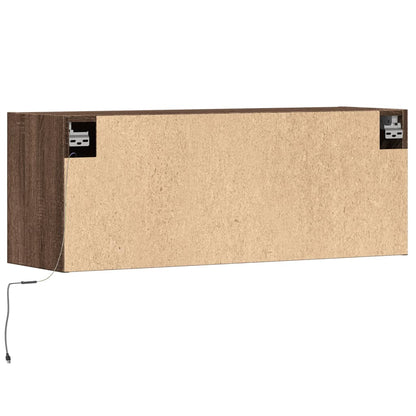 vidaXL TV Wall Cabinet with LED Lights Brown Oak 100x31x35 cm