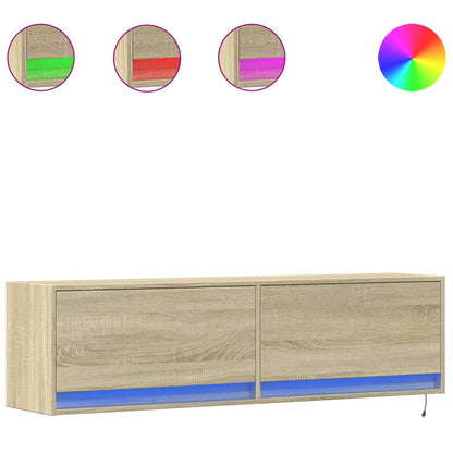 vidaXL TV Wall Cabinet with LED Lights Sonoma Oak 140x31x38 cm