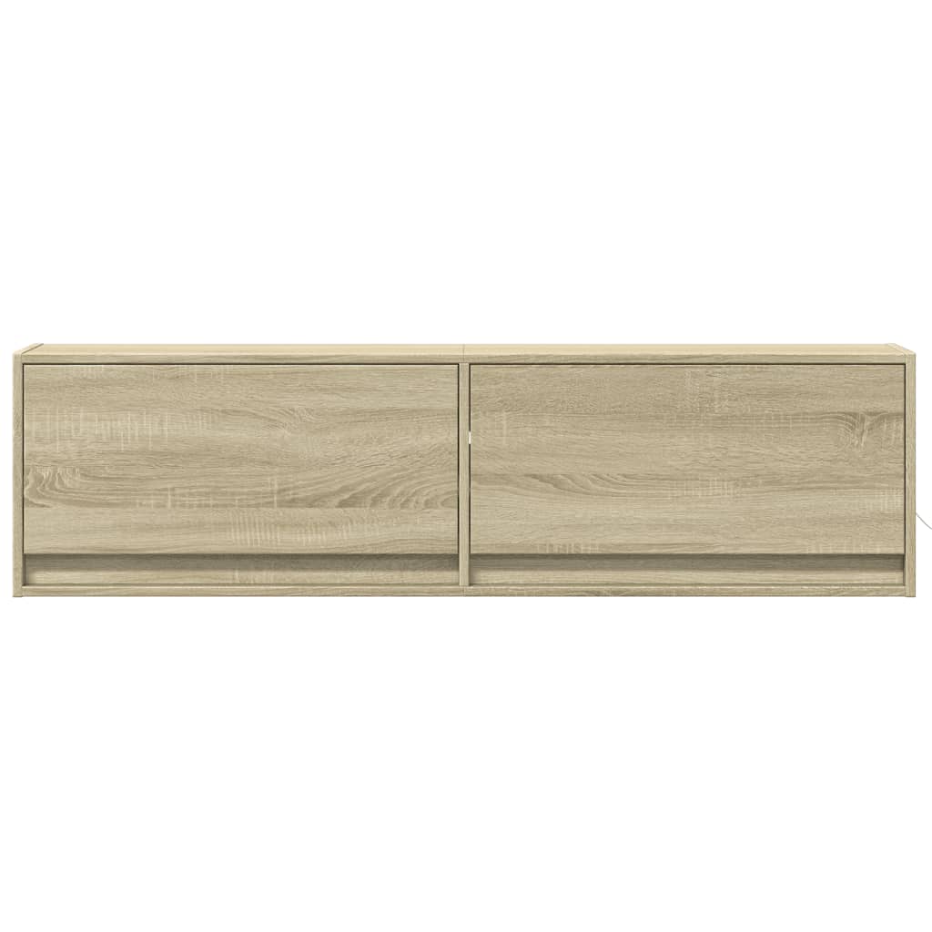 vidaXL TV Wall Cabinet with LED Lights Sonoma Oak 140x31x38 cm