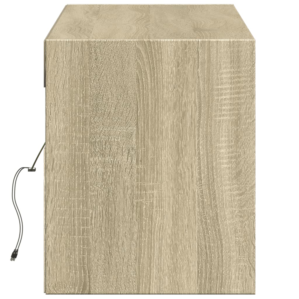 vidaXL TV Wall Cabinet with LED Lights Sonoma Oak 140x31x38 cm