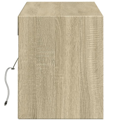 vidaXL TV Wall Cabinet with LED Lights Sonoma Oak 140x31x38 cm