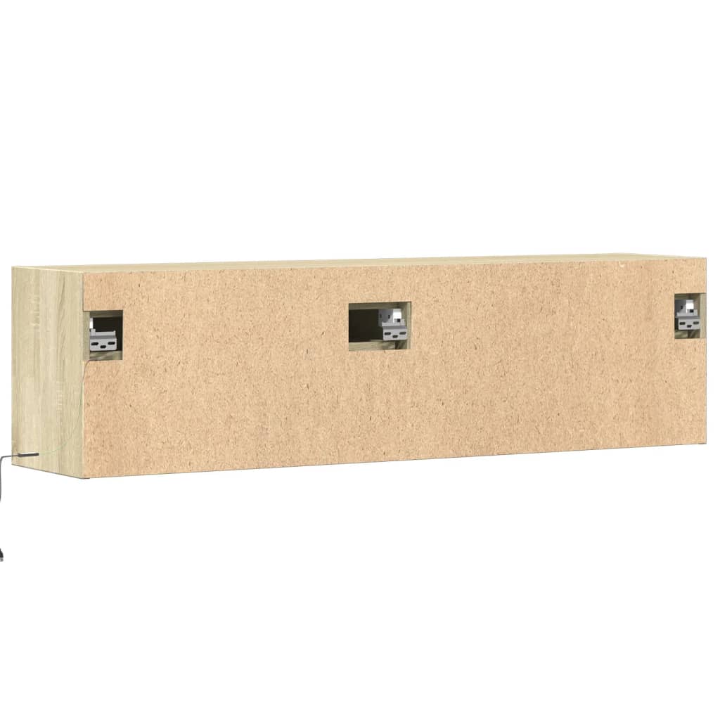 vidaXL TV Wall Cabinet with LED Lights Sonoma Oak 140x31x38 cm