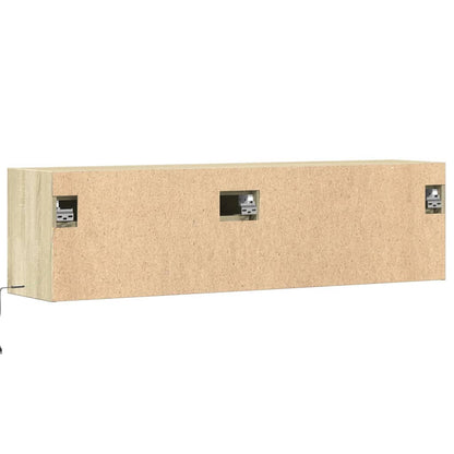 vidaXL TV Wall Cabinet with LED Lights Sonoma Oak 140x31x38 cm